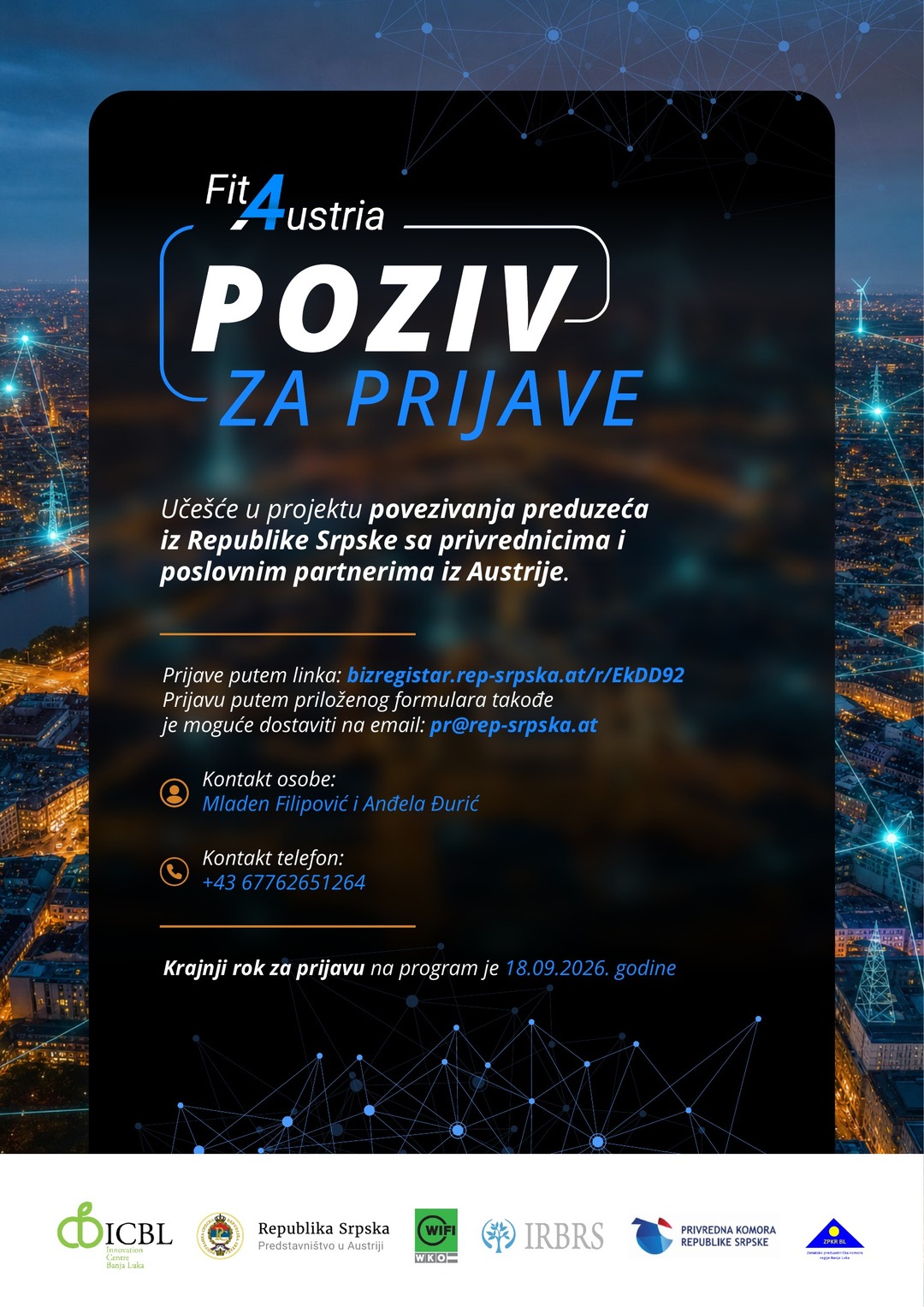 Poziv za preduzeća iz Republike Srpske: poslovno povezivanje sa privrednicima iz Austrije — Fit4Austria